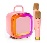 Kinglucky (2024 Limited Pro Version) TOP Mini Karaoke Machine for Kids Adults (with 14M+ Songs), Christmas Birthday Gifts Ideas for Girls, Portable Bluetooth Speaker with 2 Lighting Microphones - Pink
