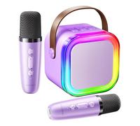 Kinglucky TOP Purple Karaoke Machine for Kids (with Fun Voice Effects) Most Popular Easter Birthday Gifts for 3-12+ Years Old Girls Boys, Mini Karaoke Machine with 2 Wireless Microphones