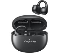 Kinglucky Upgraded Clip-On Earbuds Comfortable fit & Crystal-Clear Sound, 50H Playtime Open Ear Buds Bluetooth 5.4 Wireless Headphones for Women Ideal for Small Ears,Sports,Workouts,Glasses Black