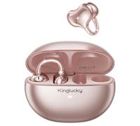 Kinglucky Upgraded Clip-On Earbuds, Open Ear Earbuds Comfortable Secure Fit | Crystal-Clear Sound, 40H Playtime, Wireless Headphones Bluetooth 6.0 for Women, Glasses & Small Ears, Sports, IP56, Rose Gold