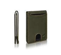 Kingly Cash Pocket Wallet for Men | Men's Wallet with RFID Blocking | Slim Front Pocket Wallet with Card Holder | Genuine Leather Wallet for Men | Minimalist Design | Holds 1-15 Cards & Cash, Olive