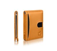 Kingly Mens Cash Clip Wallet Leather | Minimalist Wallet for Men RFID Blocking | Front Pocket Wallet Holds 12 Cards | Leather Wallet with Money Clip for Men | Slim Bifold Wallet for Men w/Pull Tab,