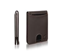 Kingly Men's Minimalist Leather Wallet | RFID Blocking | Slim Front Pocket Wallet | Holds 1-15 Cards & Cash, Brown