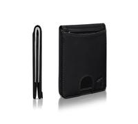 Kingly Men's Minimalist Slim Front Pocket Wallet with RFID Blocking | Holds 1-15 Cards & Cash, Black Leather