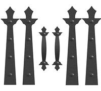 KingManta Magnetic Garage Door Decorative Hardware Hinges and Handle( 6pcs) | Black