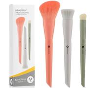 KINGMAS 3Pcs Foundation Brush & Contour Concealer Brush Under Eye & Blusher Brush Kabuki Makeup Brushes for Face Blush Bronzer Travel Buffing Stippling Contour Liquid Blending Makeup Brush set