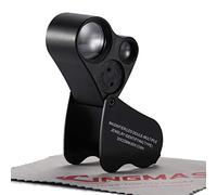 KINGMAS Illuminated Jewelry Eye Loupe 2 Lens 30x 22mm 60x 12mm Jewelers Magnifier Magnifying with LED Lighting (Black)