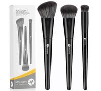 KINGMAS Kabuki Makeup Brushes, 3Pcs Angled Foundation Brush & Contour Concealer Brush Under Eye & Blusher Brush for Face Blush Bronzer Travel Buffing Stippling Contour Liquid Blending Makeup Brush set