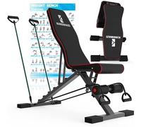 KINGMAZI Adjustable Weight Bench, Exercise Workout Bench for Full Body Workout- Multi-Purpose Foldable Bench, Folding Dumbbells Bench with Resistance Band Set