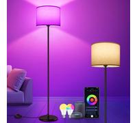 KingMile Floor Lamp, RGB Standing Lamp for Living Room, Dimmable, App-Controlled (Compatible with Alexa/Google Assistant), 16 Million Colors, DIY Mode, Music Mode & Timer Function, WiFi E27 Floor Lamp