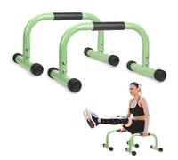 KingMile Parallettes Bars, Push Up Bars Strength Training For Handstands, Full Planche & Dips, Calisthenic, [16.6x10x10in] Push Up Stands Handle for Floor Workouts Calisthenics Equipment (Green)