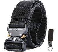 KingMoore Men's Tactical Belt Heavy Duty Webbing Belt Adjustable Military Style Nylon Belts, Black, Waist :30"/35"