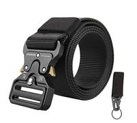 KingMoore Men's Tactical Belt Heavy Duty Webbing Belt Adjustable Military Style Nylon Belts with Metal Buckle - Black - Waist :30"/35"