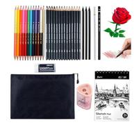 Kingmyth Drawing Pencils, Art Supplies with Sketch, Oil Colored, Charcoal and 7 in 1 Rainbow Pencils for Drawing and Sketching,Sketch Book and Zipper Bag for Artists or Beginners