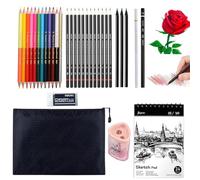 Kingmyth Drawing Pencils, Art Supplies with Sketch, Oil Colored, Charcoal and 7 in 1 Rainbow Pencils for Drawing and Sketching,Sketch Book and Zipper Bag for Artists or Beginners