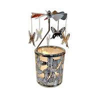 kingnero Butterfly Carousel Candle Windmill Rotating Rotary Candle Holder Spinning Tea Light Candlestick for home Decor
