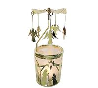 kingnero carousel candle rotary candle hodle spinning candleholder metal windmill rotation tealight Candlestick (Gold angel)
