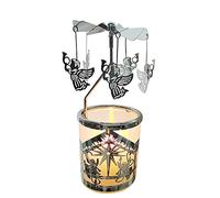 kingnero carousel candle rotary candle hodle spinning candleholder metal windmill rotation tealight Candlestick (silver angel)