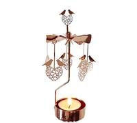 kingnero Carousel Candle Rotary Candle Holder Spinning Metal Small tealight Candleholder Candlestick for Christmas (Heart & Bird)