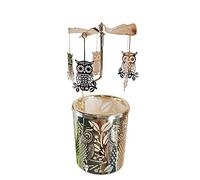 kingnero carousel candle rotating Rotary Candle Holder Spinning windmill tealight Candlestick for home Decor gifts (Gold owl)