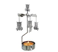 kingnero Carousel Rotary Candle Holder Rotating Tea Light Candle Holder Spinning Candleholder (owl)