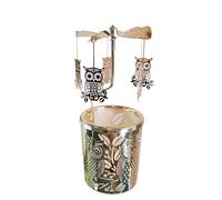 kingnero Gift Carousel Candle Tea Light Holder Rotary Candleholder Metal Windmill Candlestick Spinning Candle Holder for Home Decor (owl Golden)
