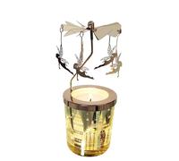 Kingnero Lavender Scented Candle with Carousel Holder, Gold-Plated Metal, Star Theme, Tabletop Candle Holder, 15cm Height, Birthday Gift (Golden Fairy)