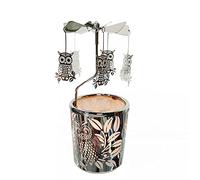 kingnero Owl Rotary Candle Holder Spinning teaLight Candlestick, Silver Carousel Candle Windmill for home Decor Gift