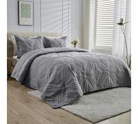 Kingnex Oversized Cal King Bedspreads 120x120 for Tall King or Split California King Bed Lightweight Ultrasonic Quilted Coverlet Set 3 Pieces 1 Quilt 2 Pillow Shams Grey