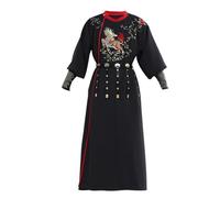 KINGNIUGUO Mens Hanfu Ancient Chinese Traditional Han Costume Ming Dynasty Embroidered Round Neck Dress Performance Robe