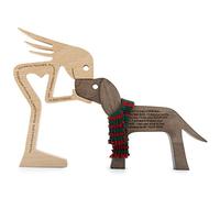 KINGNOW Girl and Dog Wood Sculpture Room Decor Carved Wooden Figurines Desk Decorations Home Accents Pet lover Gifts(Large Size)