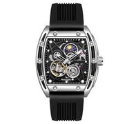 KINGNUOS Mechanical Wrist Watch Men Silicone Band Moon Phase Automatic Watch Waterproof White Casual Business Fashion White Casual Business Fashion