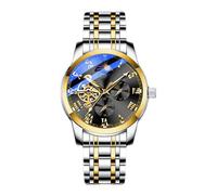 KINGNUOS Watches Men Automatic Mechanical Watch Waterproof Hollow Out Nocturnal Automatic Winding Male Wrist Watch, black, Leisure, business