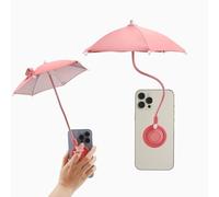 Kingovalley Magnetic Phone Umbrella for Sun, Pink Phone Sun Shade Shield Umbrella, Universal Adjustable Sun Shade Cover for Beach Pool Outdoor Phone