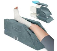 KingPavonini 4 Height-Adjustable Leg Elevation Pillows for After Surgery with Ergonomic Curve, Memory Foam Wedge Pillow for Legs Swelling and Pain Relief, Knee Replacement Recovery Aids (Single Leg)