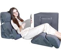 KingPavonini 6PCS Orthopedic Bed Wedge Pillow for Sleeping, Post Surgery Memory Foam for Back, Neck, Leg Support, Acid Reflux, Gerd with Travel Bag (Gray, 20'')