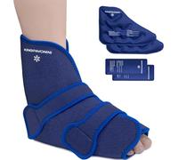 KingPavonini Ankle Foot Ice Pack Wrap for Sprained Ankle and Surgery Recovery, Reusable Gel Ice Packs for Feet Injuries, Plantar Fasciitis, Achilles Tendonitis, Hot/Cold Therapy (1 Wrap+4 Gel Packs)
