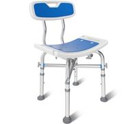 KingPavonini Heavy Duty Shower Chair with Back 227kg, Height Adjustable Bath Seat with EVA Pad, Anti-Slip Shower Bench Bathtub Stool for Elderly, Senior, Handicap & Disabled, Tool-Free Assembly