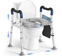 KingPavonini Toilet Seat Risers for Seniors, Raised Toilet Seat with Handles with Adjustable Height & Width, Soft Padded Seat, Elevated Toilet Seat Riser, Load 500lb, Fit Any Toilet