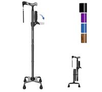 KingPavonini Walking Stick for Men and Women with Second Handle, Foldable and Adjustable Quad Pole with 4 Pole Base for Standing, Lightweight Walking Aid for Seniors and Adults