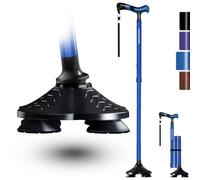 KingPavonini Walking Stick for Men Women Stability, Free Standing Folding Walking Canes, Ergonomic Handle Pivoting Quad Base, Heavy Duty 159kg, Adjustable for Seniors Balance with Travel Bag