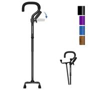 KingPavonini Walking Stick for Women/Men with Second Handle, Foldable & Adjustable Quad Stick with 4-Pronged Base for Standing, Light weight Walking Cane for Seniors & Adults Black