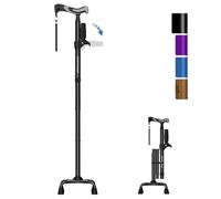 KingPavonini Walking Stick for Women/Men with Second Handle, Foldable & Adjustable Quad Stick with 4-Pronged Base for Standing, Light weight Walking Cane for Seniors & Adults Purple