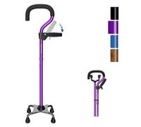 KingPavonini Walking Sticks for Women/Men with Second Handle, Foldable & Adjustable Walking Canes with 4-Pronged Base, Quad Sticks for Stability, Standing, Balance, Leg Surgery Recovery Purple