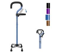KingPavonini Walking Sticks for Women/Men with Second Handle, Foldable & Adjustable Walking Canes with 4-Pronged Base, Quad Sticks for Stability, Standing, Balance, Leg Surgery Recovery blue