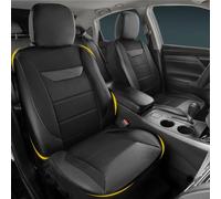 kingphenix 2 Pack Front Leather Car Seat Covers with Memory Foam | Breathable 4D Mesh Seat Protectors, Quick and Easy to Install, Airbag-Compatible for Cars, SUVs, Pickups and Vans, Black