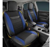 kingphenix 2 Pack Front Memory Foam Leather Car Seat Covers, Breathable 4D Mesh, Easy Install Automotive Seat Protectors, Airbag Compatible, Universal Fit for Cars, Trucks, Vans, SUV - Blue