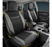 kingphenix 2 Pack Front Memory Foam Leather Car Seat Covers, Breathable 4D Mesh, Easy Install Automotive Seat Protectors, Airbag Compatible, Universal Fit for Cars, Trucks, Vans, SUV - Grey