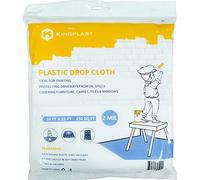 KINGPLAST 1 Pack 2 Mil Plastic Drop Cloth for Painting, Odorless Plastic Sheet for Painting,Heavy Duty Clear Drop Cloth, Renovations,Tarp Cover for Furniture & Floor Protection 12ft x 25ft