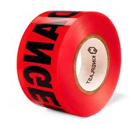 KINGPLAST Red Tape Danger Do Not Enter 3 inch X 1000 feet Red with a Bold Black Print for High Visibility Caution Barrier Tape Roll Non-Adhesive for Danger Construction Crime Scene